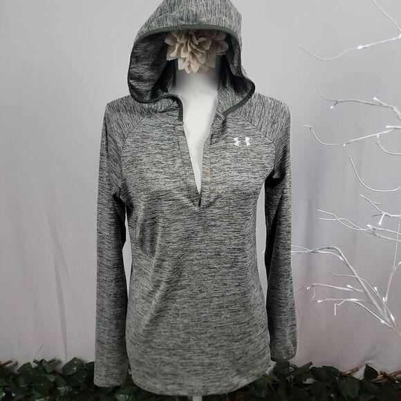 ‎Under Armour Long Sleeve Hooded V-NECK Athletic /Running Top - Picture 1 of 3